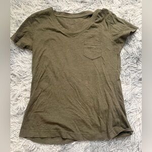 Olive Green V-Neck Women's Top
